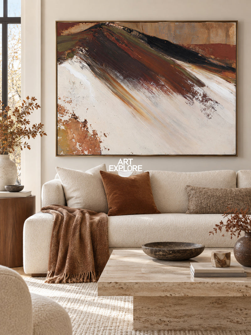 Contemporary Abstract Mountain Landscape Hand-Painted Canvas Art In ...