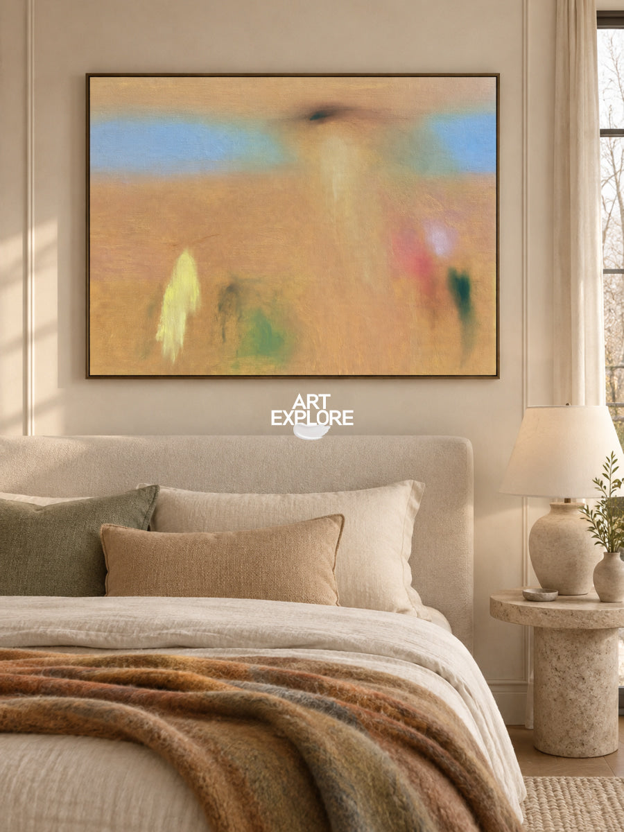 Hand-Painted Abstract Art In Earth Tones Minimalist Aesthetic Canvas
