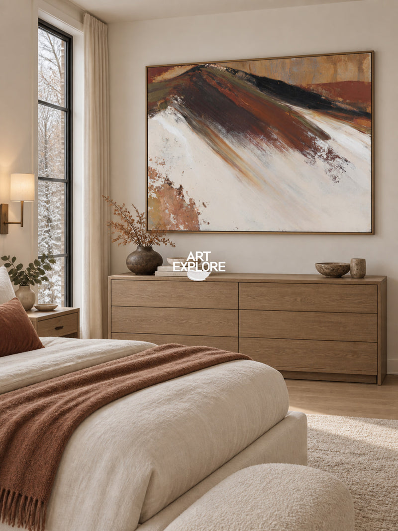 Contemporary Abstract Mountain Landscape Hand-Painted Canvas Art In ...