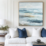 Large Abstract Blue Seascape Oil Painting Textured Cozy Room Decor ArtExplore
