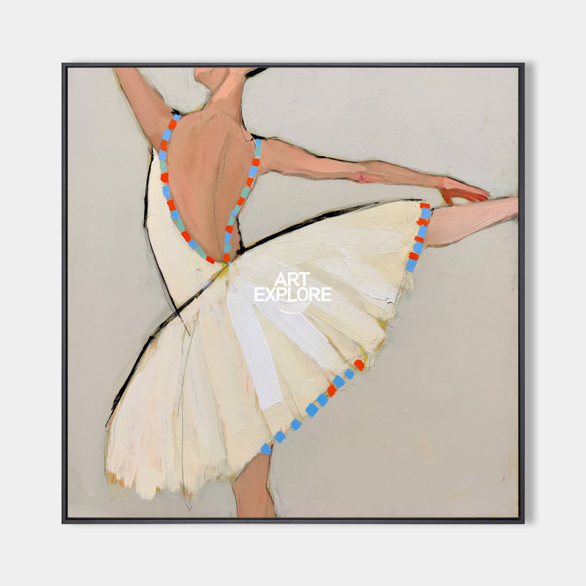 Abstract Dancer Canvas Painting Minimalist Beige And Brown Hand-Painted Wall Art