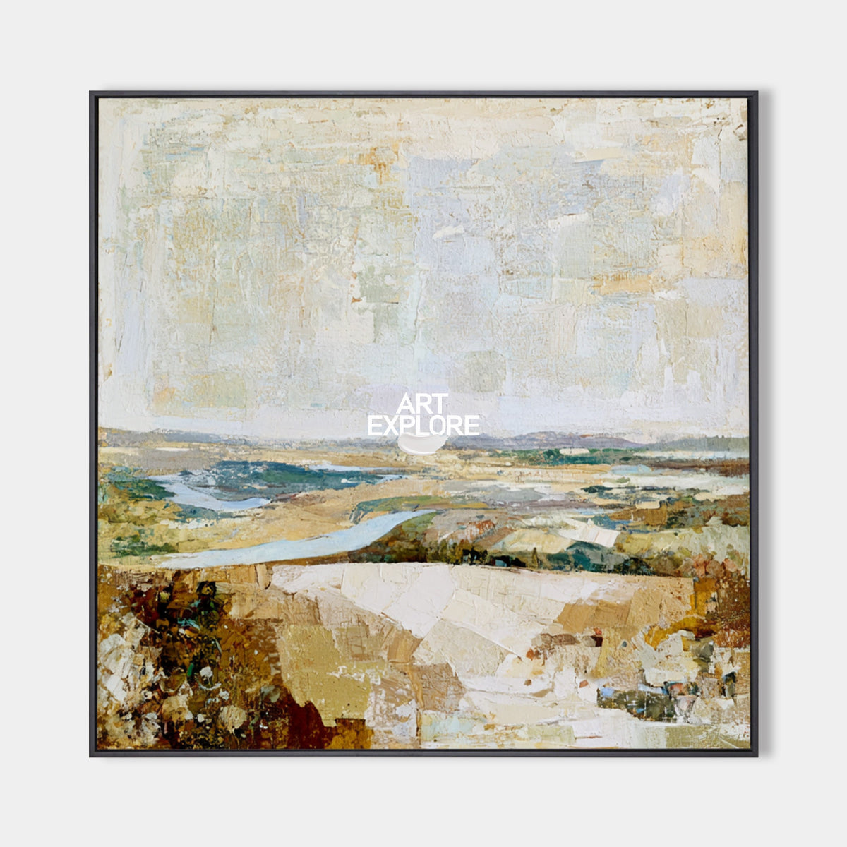 Abstract Landscape Canvas Painting With Earthy Brown Tones For Modern Walls