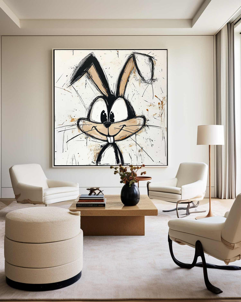 Large Bad Bunny Graffiti Art Bad Bunny Graffiti Wall Art Modern Texture Pop Painting For Sale