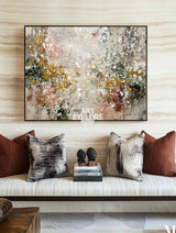 Large Beige Abstract Wall Art Textured Handmade Oil Painting Wei Pen | ArtExplore