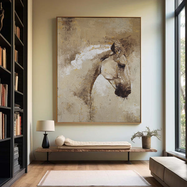 Large Horse Texture Painting for Modern Minimalist Interiors | Handmade