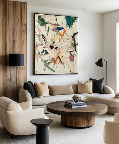 Large Beige Texture Art Painting Wabi-sabi Beige Wall Art Modern Beige Abstract Wall Art For Sale