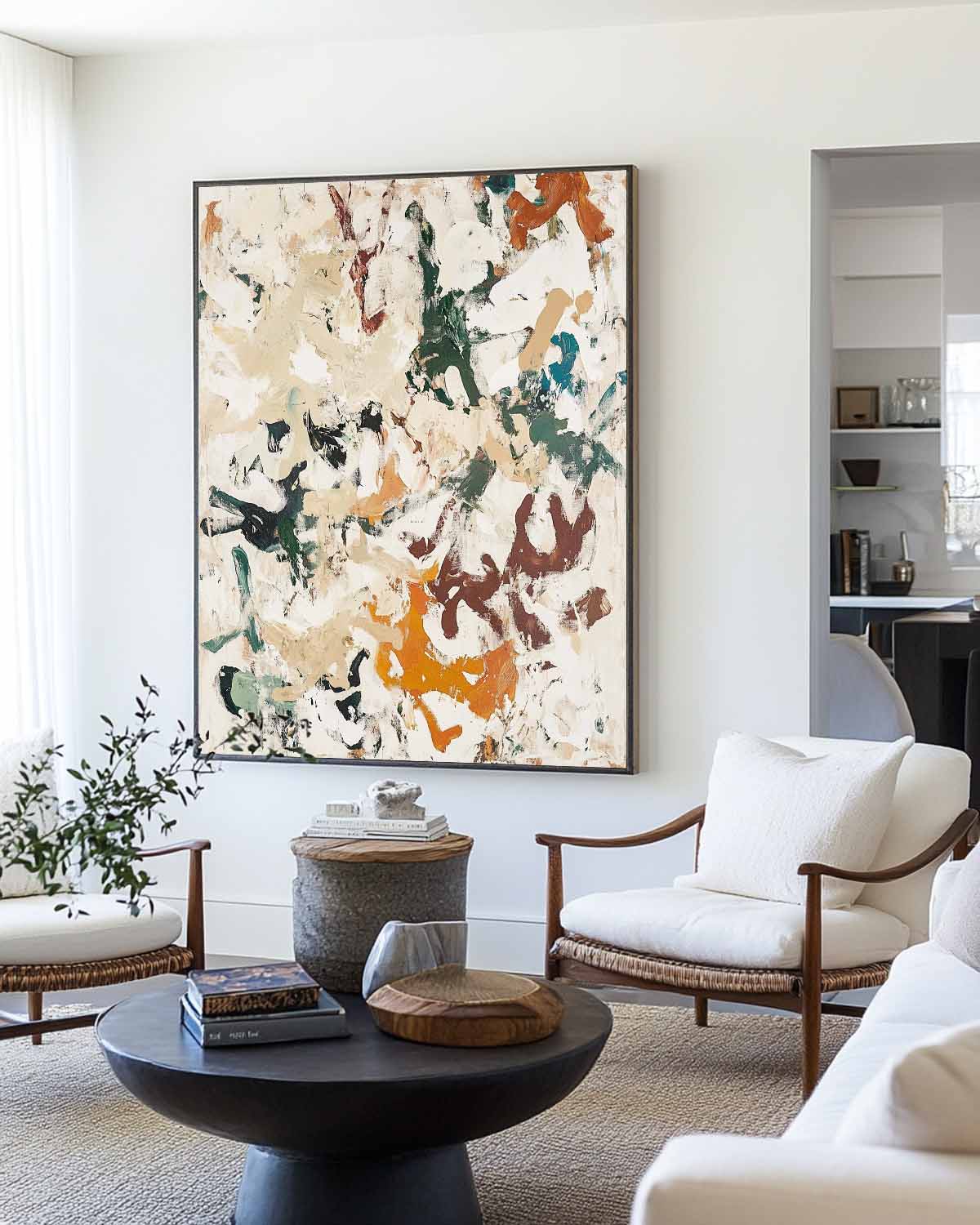 Large Beige Texture Paintings Beige Minimalist Wall Art Oversized Beige Abstract Fine Art For Sale