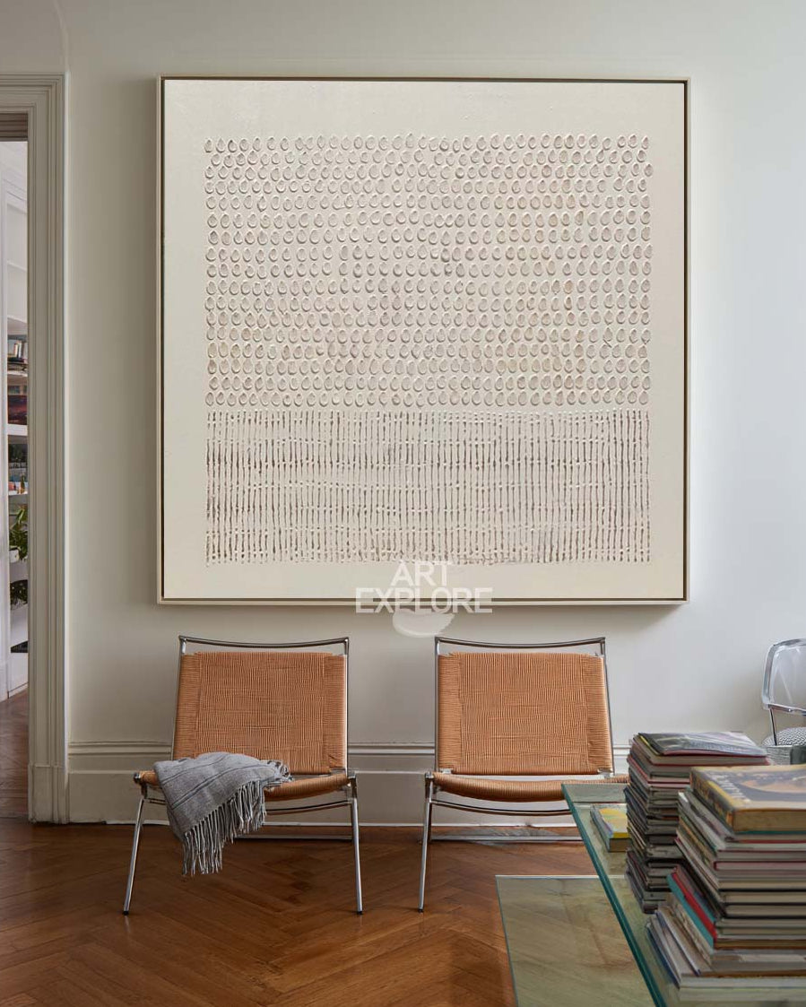 Large Beige Wabi-Sabi Texture Painting Modern Mimimalist Beige Painting For Room Decor | Artexplore