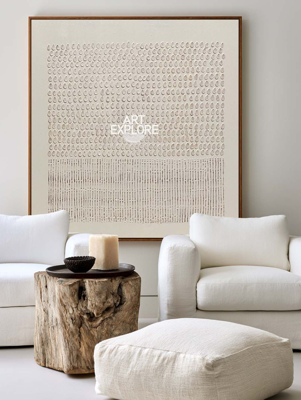Large Beige Wabi-Sabi Texture Painting Modern Mimimalist Beige Painting For Sale | Artexplore