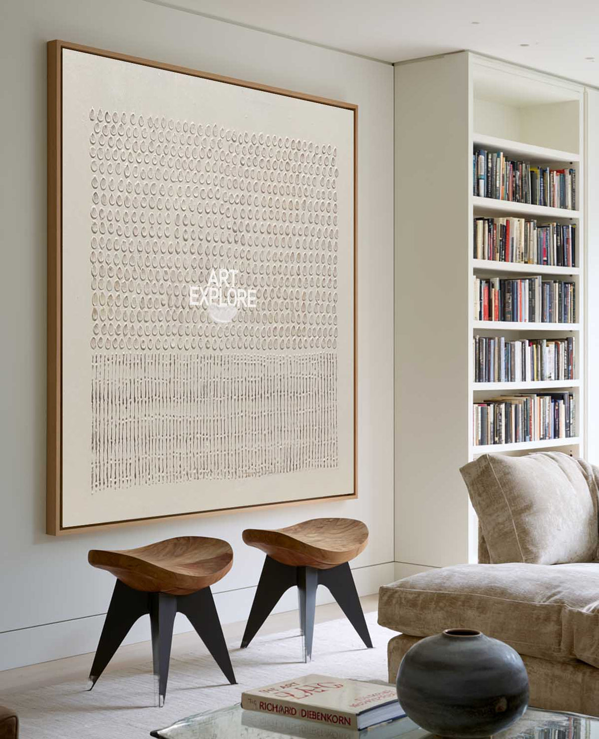 Large Beige Wabi-Sabi Texture Painting Modern Mimimalist Beige Painting For Sale | Artexplore