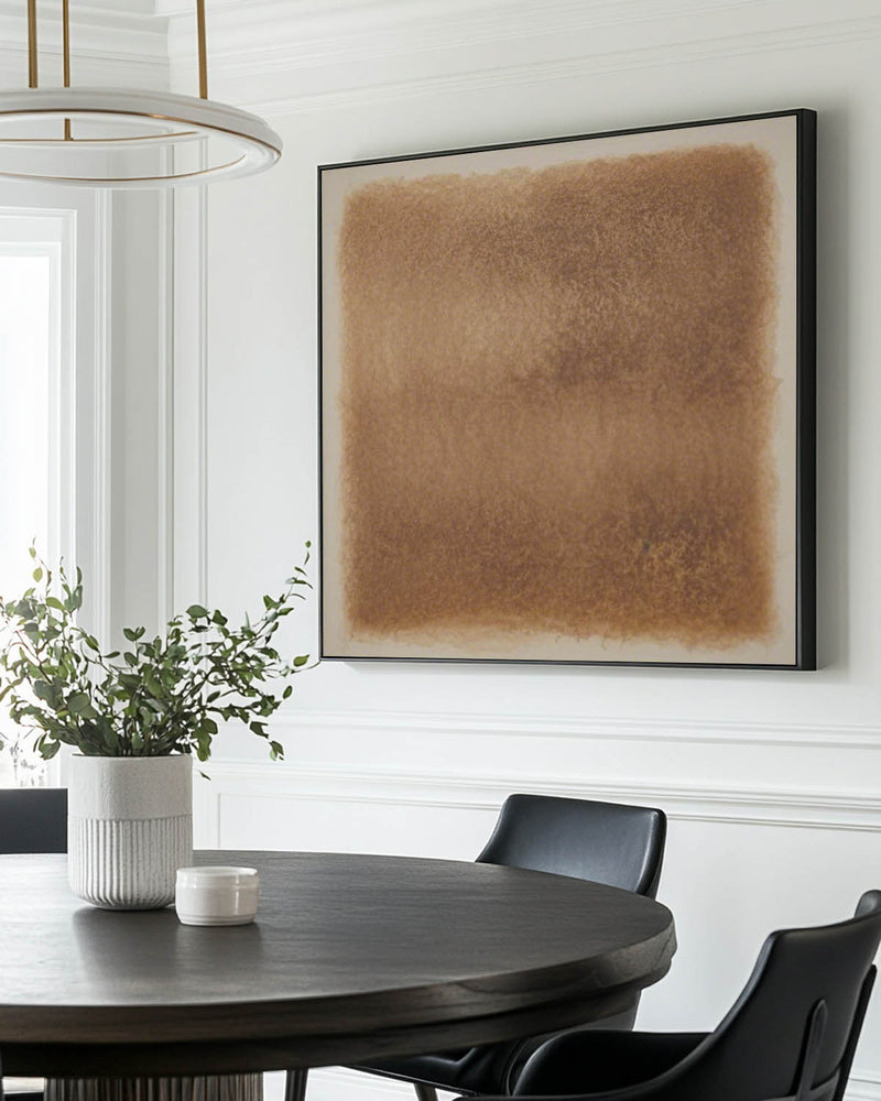 Large Beige Wall Art Gradient Monochrome Color Textured Wall Art Modern Beige Abstract Painting