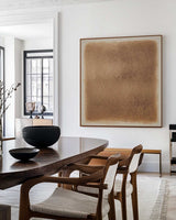 Large Beige Wall Art Gradient Monochrome Color Textured Wall Art Modern Beige Abstract Painting