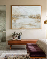 Large Beige Winter Wall Art | Handmade Wabi-Sabi Texture Painting ArtExplore