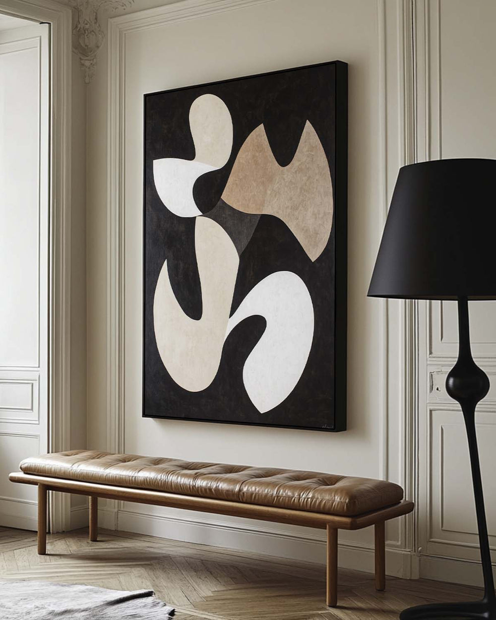 Black And Beige Minimalist Wall Art Matisse Fauvism Oil Painting Black Texture Livingroom Wall Art
