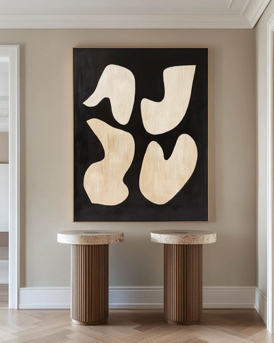 Large Black And Beige Painting Matisse Fauvism Canvas Art Black Beige Texture Minimalist Wall Art