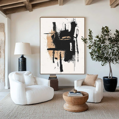 Large Black And White Canvas Wall Art Black White Wall Art Modern Abstract Art Paintings for Sale
