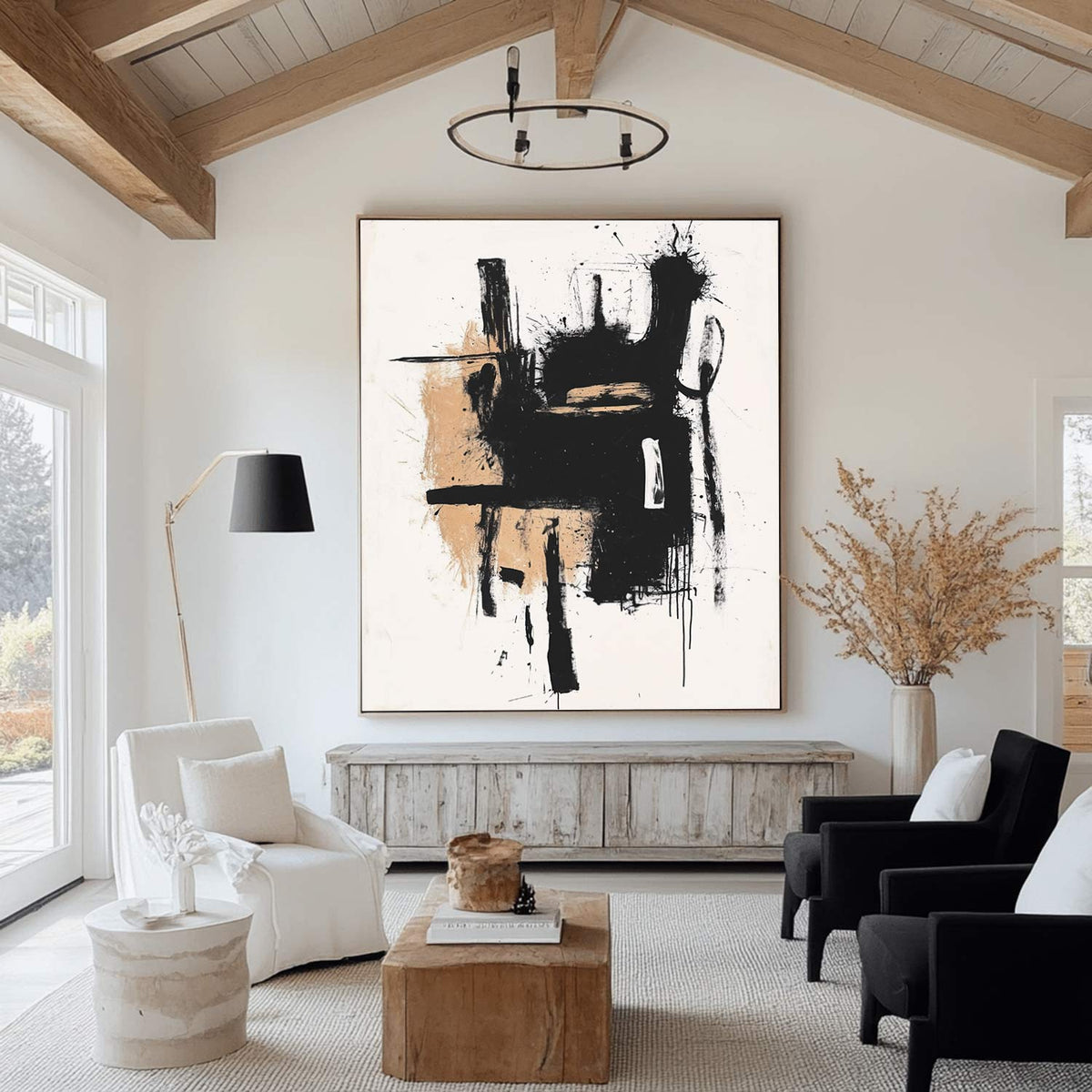 Large Black And White Canvas Wall Art Black White Wall Art Modern Abstract Art Paintings for Sale