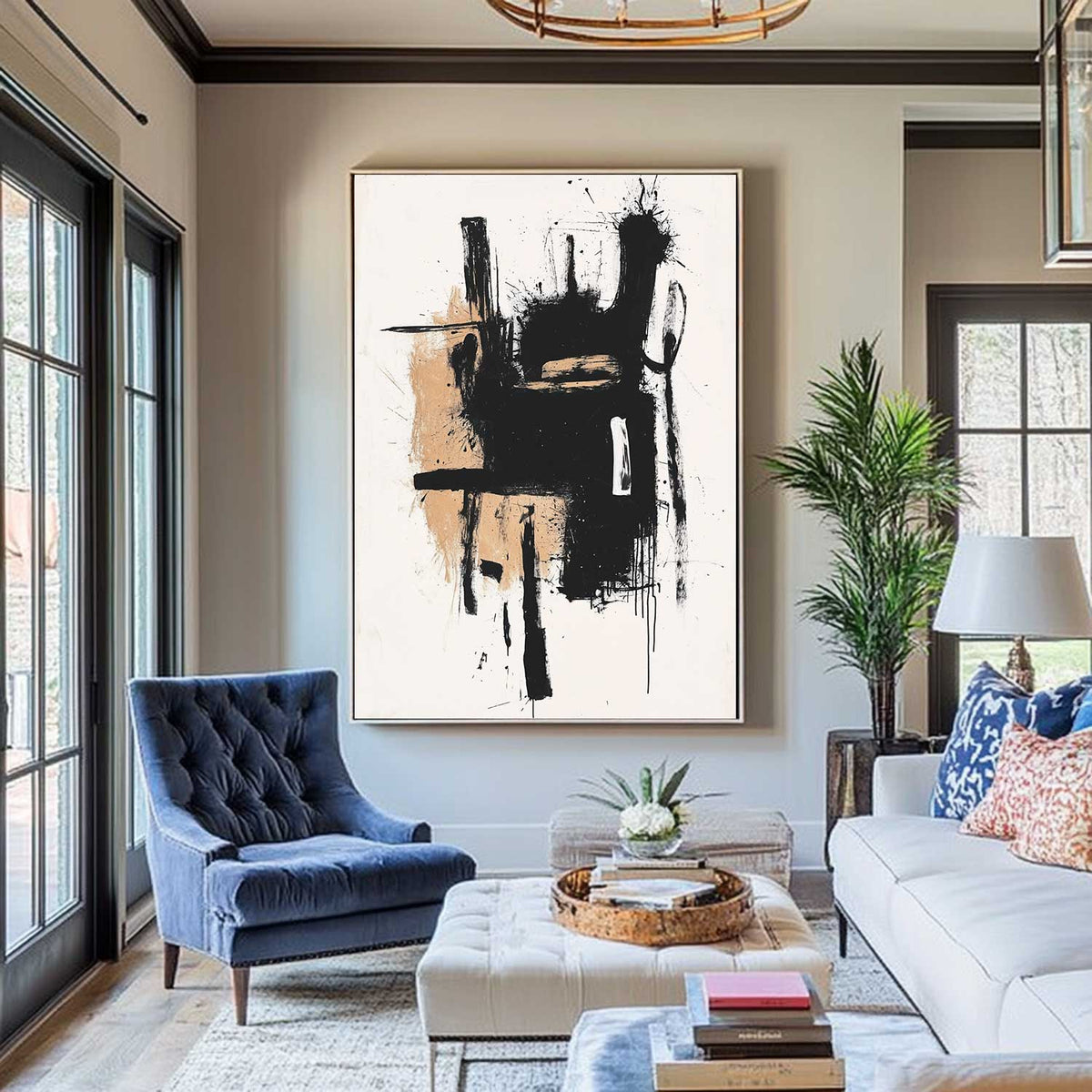 Large Black And White Canvas Wall Art Black White Wall Art Modern Abstract Art Paintings for Sale