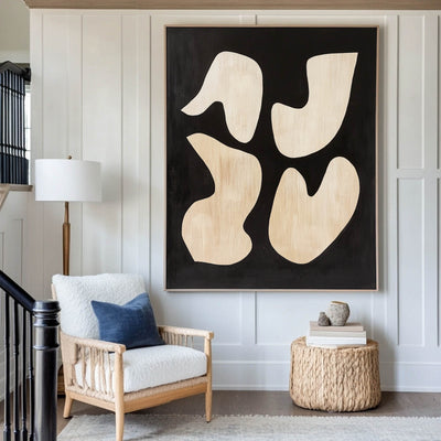 Large Black And Beige Painting Matisse Fauvism Canvas Art Black Beige Texture Minimalist Wall Art