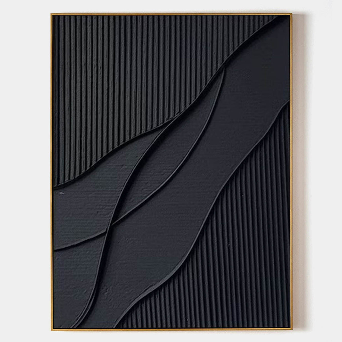 Black Modern Art Large Framed Black 3d Texture Art luxury Wall Art For Sale
