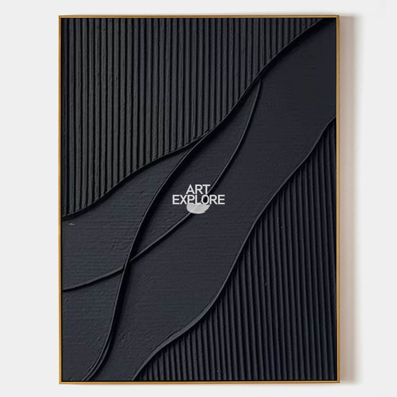 Black Modern Art Large Framed Black 3d Texture Art luxury Wall Art For Sale