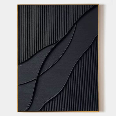 Black Modern Art Large Framed Black 3d Texture Art luxury Wall Art For Sale