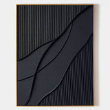 Black Modern Art Large Framed Black 3d Texture Art luxury Wall Art For Sale