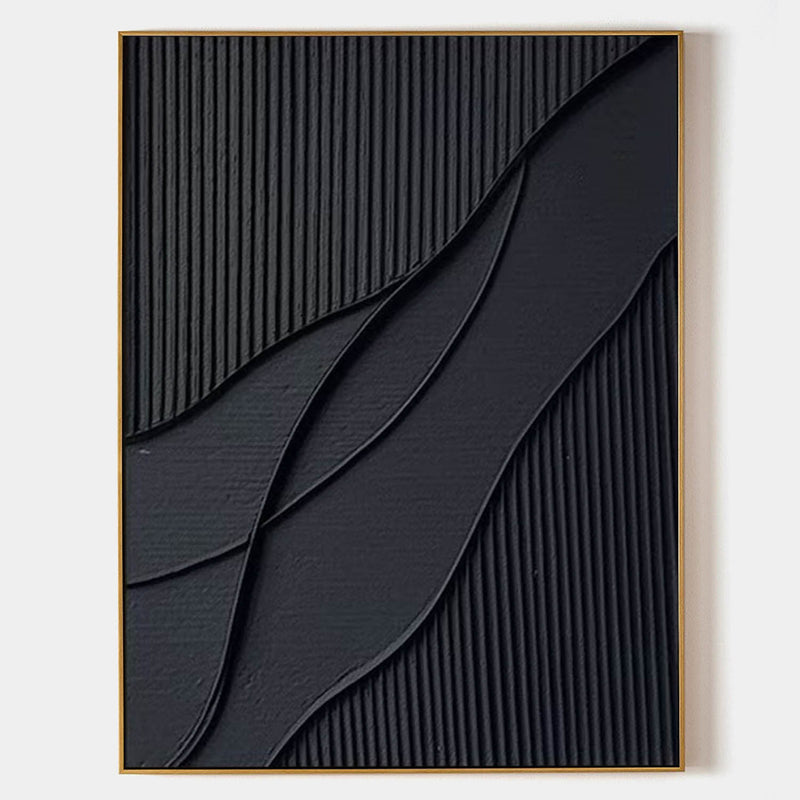 Black Modern Art Large Framed Black 3d Texture Art luxury Wall Art For Sale
