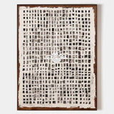 Large Black and White Grid Abstract Painting Hand-Painted Grid Art
