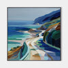 Large Blue Coastal Painting Blue Green Hand-Painted Landscape Textured Artworks, ArtExplore Painting