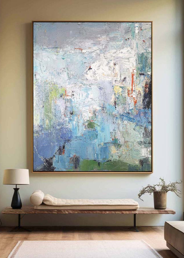 Large Blue Green Wall Art Original Abstract Rich Textured Wall Art Modern Abstract Painting For Sale