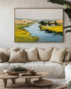 Large Blue Lake Painting Blue Lake View Canvas Art Modern Blue Textured Landscape Wall Art For Sale