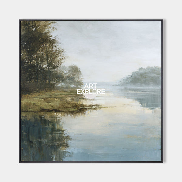 Large Blue Landscape Oil Painting for Living Room | Handmade by ArtExplore