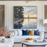 Large Blue Landscape Texture Painting Modern Square Wall Art for Home | ArtExplore