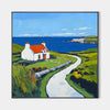 Large Blue Landscape Wall Art Modern Countryside View Textured Wall Art Landscape Painting For Sale