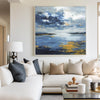 Large Blue Ocean Painting Blue Sea Wave Textured Artworks Large Blue Sea Wave Canvas Art For Sale