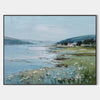 Large Blue Scenery Oil Painting Blue Lake Textured Wall Art Modern Blue Landscape Wall Art For Sale