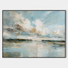 Large Blue Sunrise Lake Oil Painting Modern Minimalist Wall Decor Handmade Painting – ArtExplore