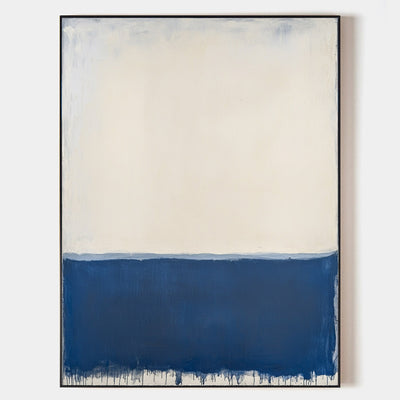 Large Blue White Painting Blue Texture Art Painting Wabi-sabi Wall Art Minimalist Canvas Wall Art