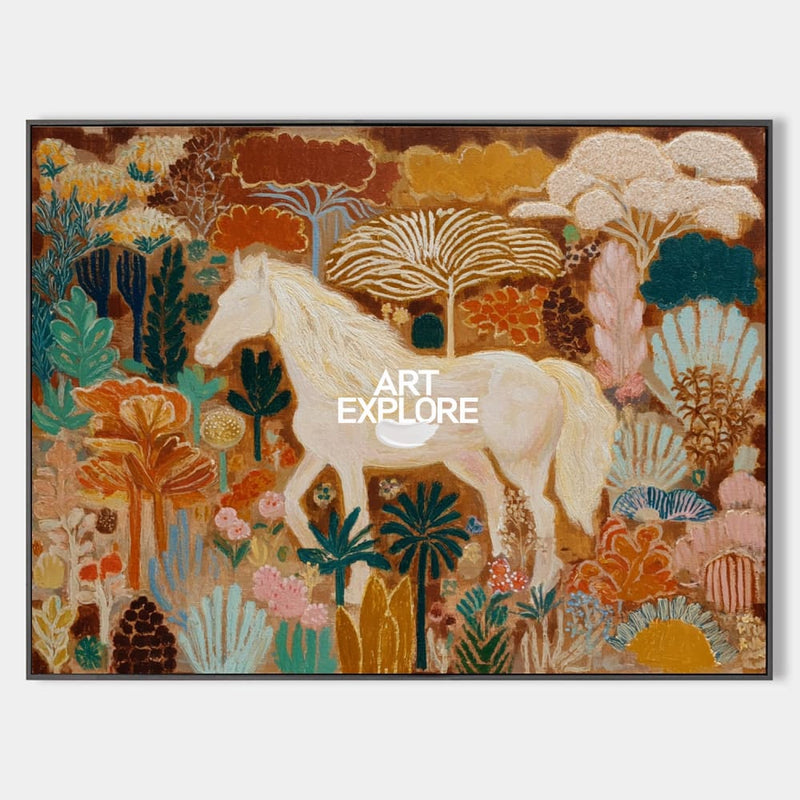 Large Brown Abstract Garden Wall Art with Textured Pony, Modern Canvas – ArtExplore