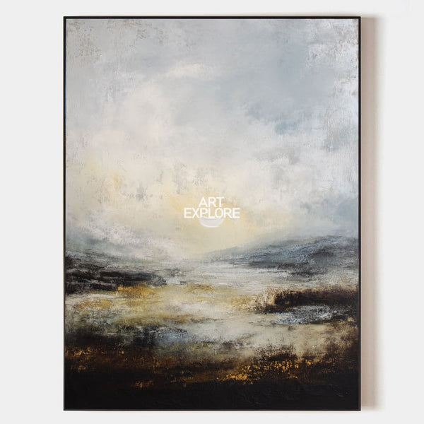 Large Brown Minimalist Textured Landscape Painting | Luxury Wall Art For Livingroom | ArtExplore