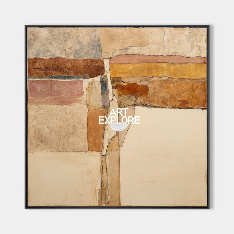 Large Brown Wabi-Sabi Wall Art | Handmade Textured Square Canvas ArtExplore