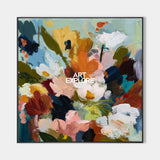 Large Colorful Abstract Floral Art - Hand-Painted Wall Art Impasto Art Botanical Art | ArtExplore