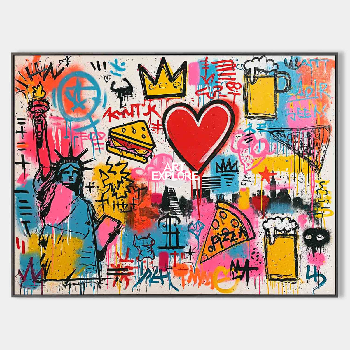 Colorful Graffiti Wall Art For Modern Living Room And Game Room