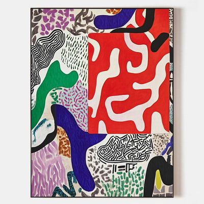 Large Colorful Geometric Splicing Wall Art Textured Abstract Splice Wall Art Fine Art For Sale