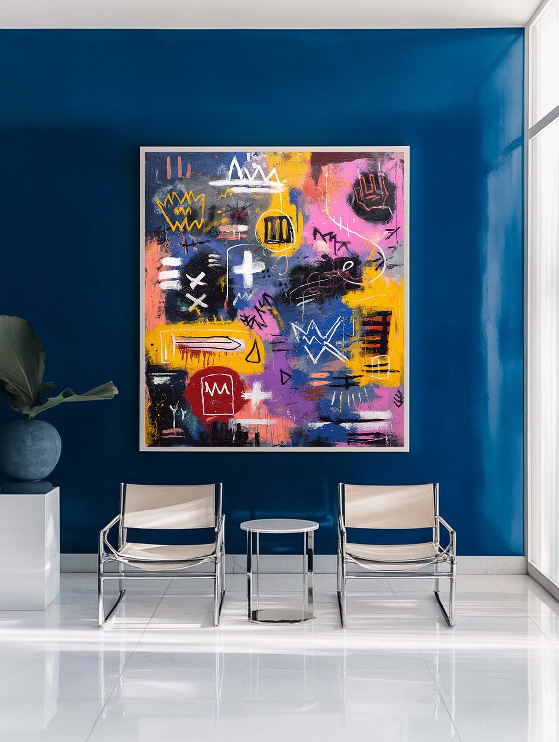 Large Colorful Graffiti Paintings Basquiat Handcrafted Artworks Modern Graffiti Art for Sale