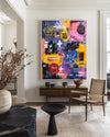 Large Colorful Graffiti Paintings Basquiat Handcrafted Artworks Modern Graffiti Art for Lounge