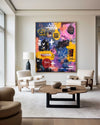 Large Colorful Graffiti Paintings Basquiat Handcrafted Artworks Modern Graffiti Art for Lounge