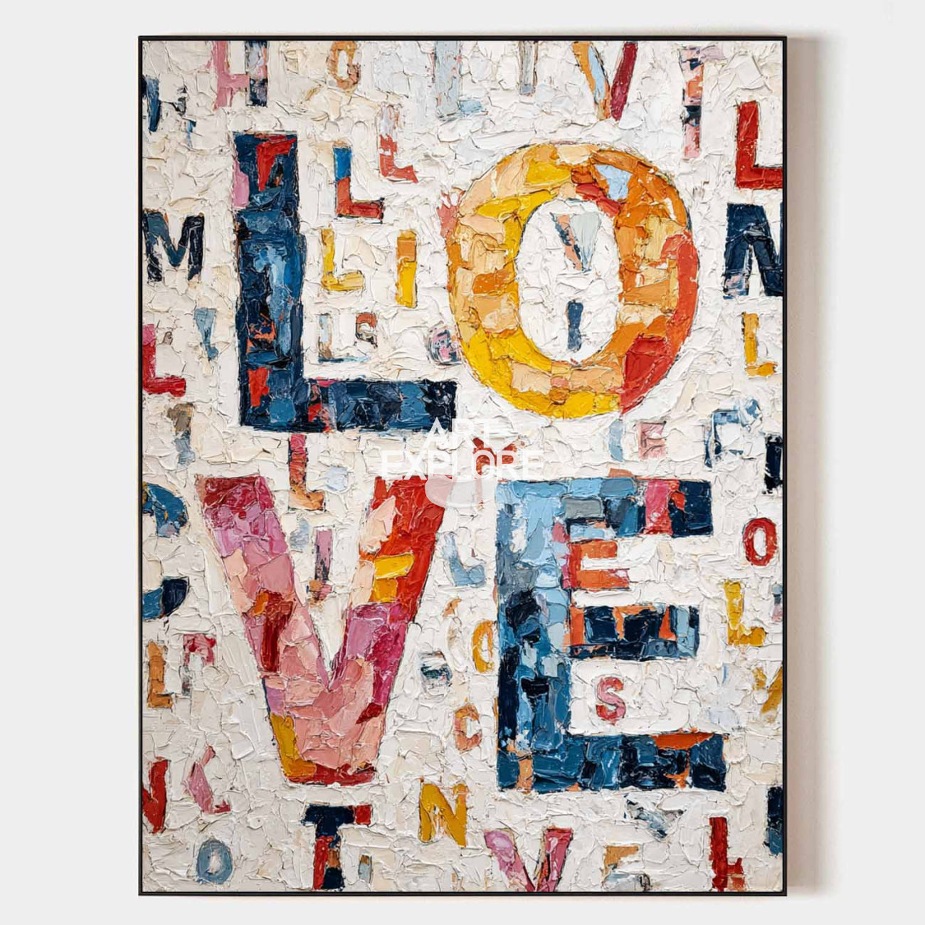 Large Colorful Love Art - Handmade Textured Oil Painting on Canvas | ArtExplore