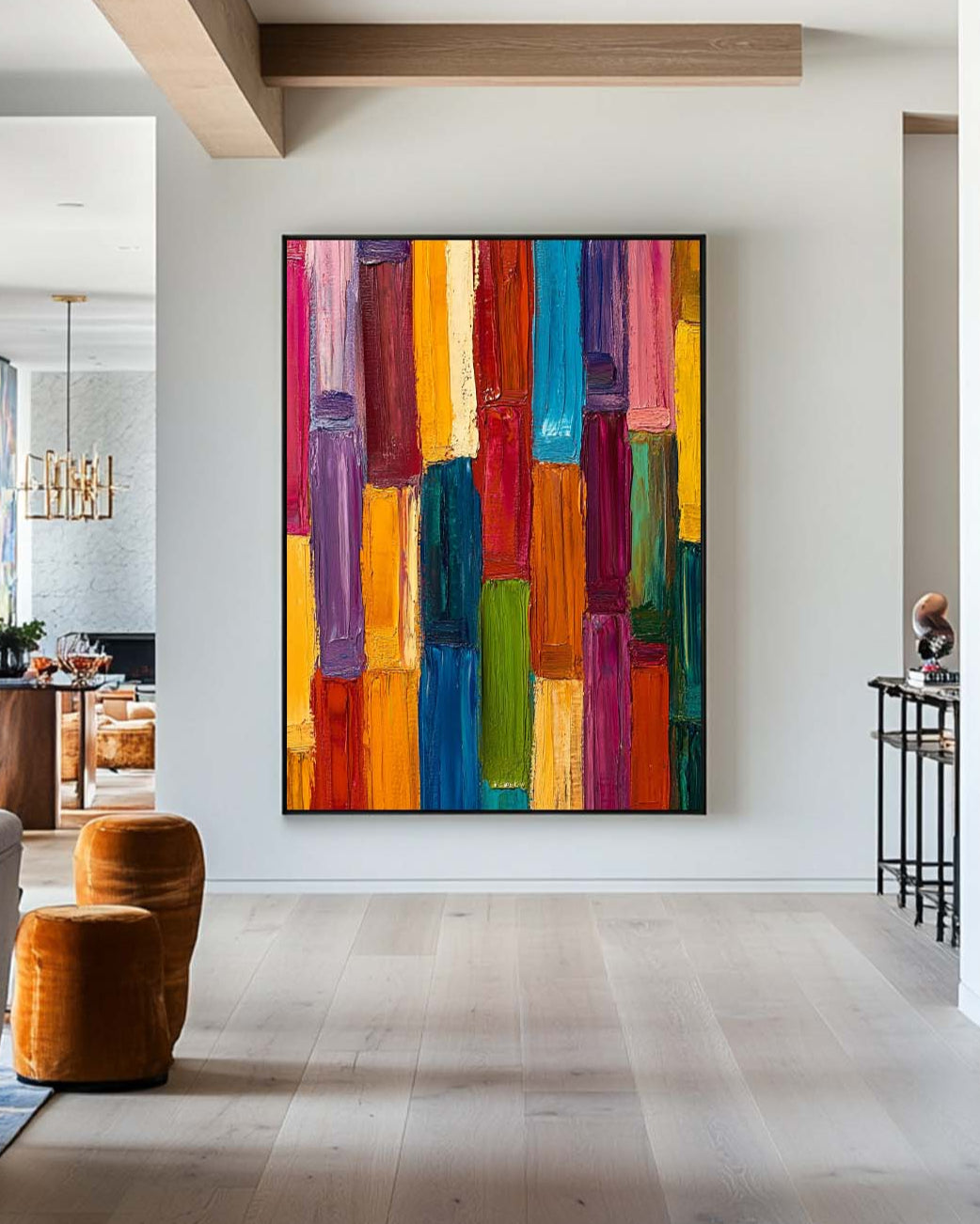 Large Colorful Painting Colorful Vertical Painting Rich Textured Painting Colorful Abstract Wall Art